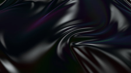 3D render beautiful folds of black silk in full screen, like a beautiful clean fabric background. Simple soft background with smooth folds like waves on a liquid surface. 25の写真素材