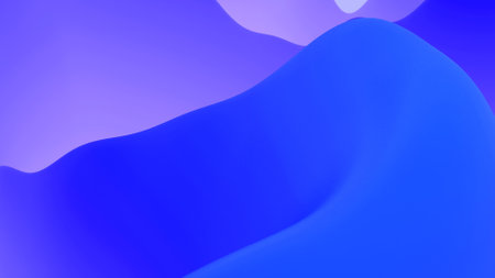 3d render. abstract fantastic background, liquid gradient of paint with internal glow forms hills or peaks like landscape in subsurface scattering material, mat color transitions. Blue colorの写真素材