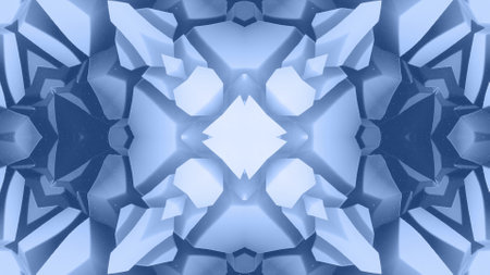 3d render. 3d abstract shape like star or flower, symmetrical structure of black blue velvet...