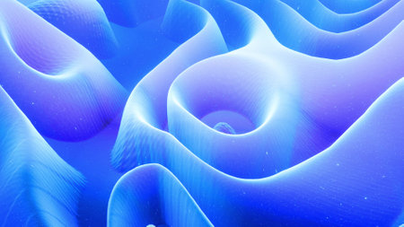 Beautiful abstract 3D surface with glitter sparkles, abstract 3d waves on surface. Blue gradient,...