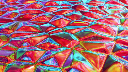 3d render. Liquid pattern like waves. 3D stylish abstract iridescent bg of wavy surface like...