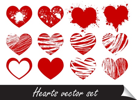 grunge hearts illustration setのイラスト素材