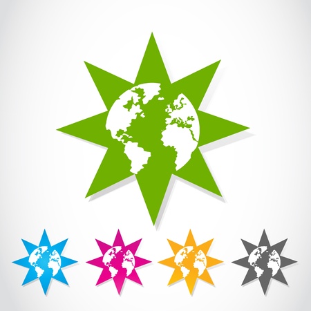 Set of colorful vector globe stars stickersのイラスト素材