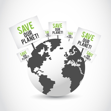 save our planet banners on earth designのイラスト素材
