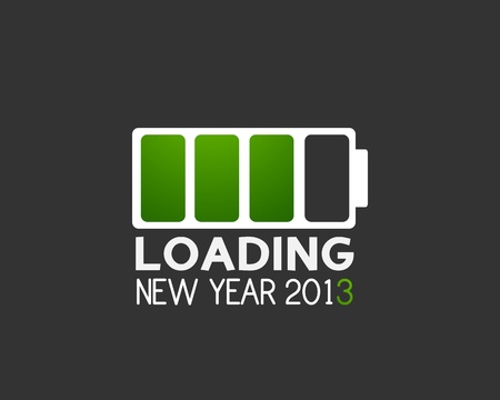2013 new year battery charge iconのイラスト素材