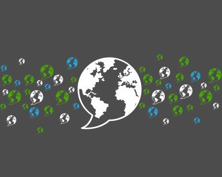 speech bubble world background illustrationのイラスト素材