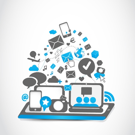 tablet pc connection technologiesのイラスト素材