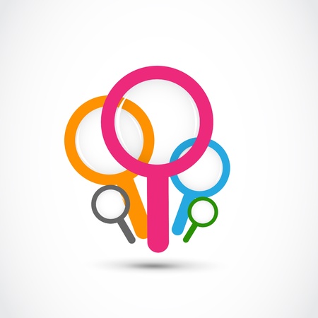 colorful magnifying glass groupのイラスト素材
