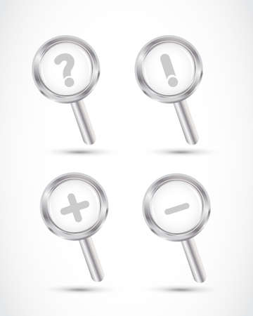 magnifying glass set illustrationのイラスト素材