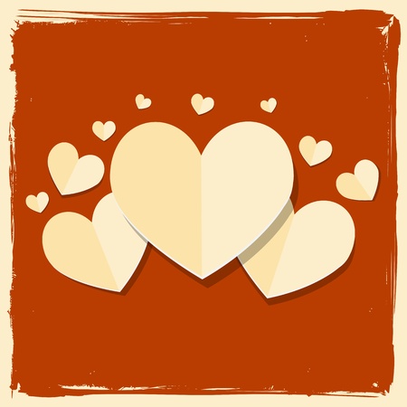 vintage paper heart valentine day cardのイラスト素材