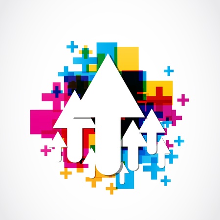abstract colorful positive arrow iconsのイラスト素材