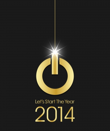 2014 golden power button christmas ballのイラスト素材