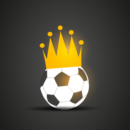 Gold crown on soccer ballのイラスト素材