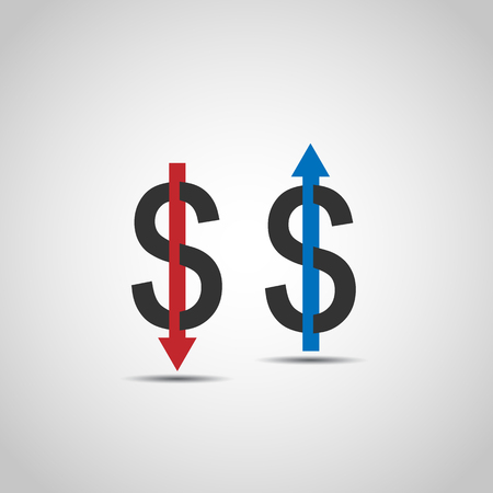 Dollar increase decrease flat icon.のイラスト素材