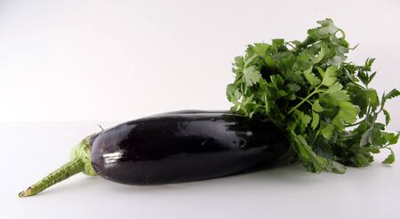 Eggplants isolated on white backgroundの写真素材