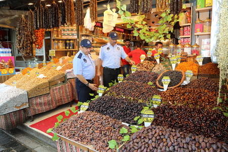 Istanbul, Turkey - February 18, 2017: Istanbul municipal city police food sanitary inspection.To protect the consume.のeditorial素材