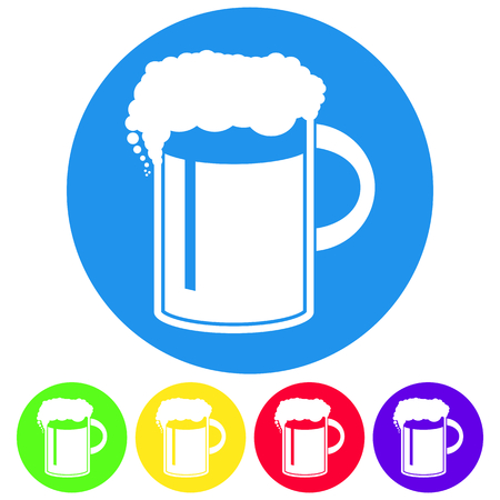 Vector illustration of beer in mug icon. Flat design style buttoのイラスト素材