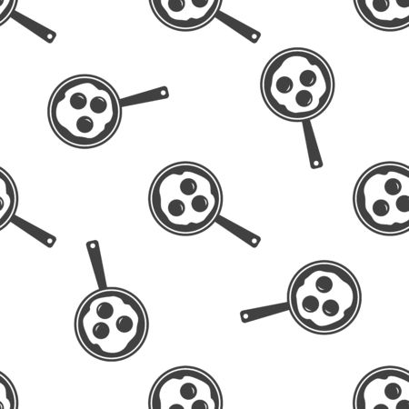 Vector illustration of scrambled eggs in skillet icon on white bのイラスト素材