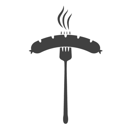 Vector illustration of beer appetizer icon. Sausage and fork on white background.のイラスト素材