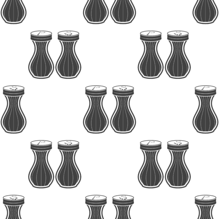 Vector illustration of seasoning icon. Salt and pepper on white background. Seamless pattern.のイラスト素材