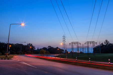 Electricity Pylons and Sunset