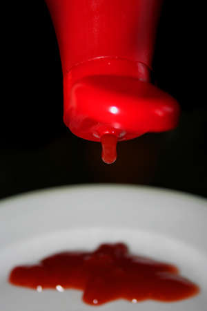 drop of the blood red ketchupの写真素材