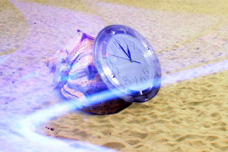 abstract varicoloured scene seashell and current of timeの写真素材