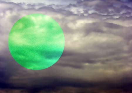 scene of the green ball in the manner of image of the planet on backgroundの写真素材