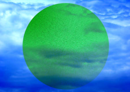 scene of the green ball in the manner of image of the planet on backgroundの写真素材