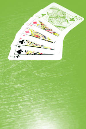 scene five cards with playing combination full house in play pokerのeditorial素材