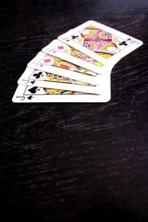 scene five cards with playing combination full house in play pokerのeditorial素材