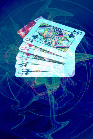 scene five cards with playing combination full house in play pokerのeditorial素材