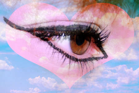 abstract scene fantasy with feminine eye in egyptian stilettoの写真素材