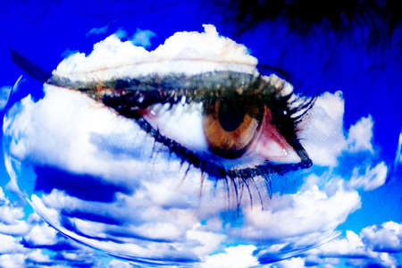 abstract scene fantasy with feminine eye in egyptian stilettoの写真素材