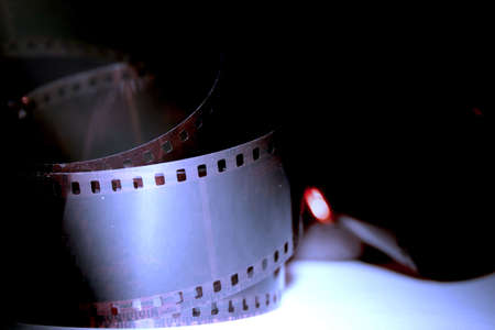 photographic patterns formed from spirals colour negative cinema filmsの写真素材