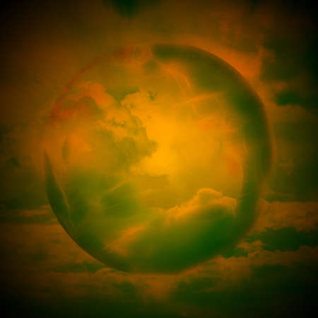 abstract scene with planet on backgroundの写真素材