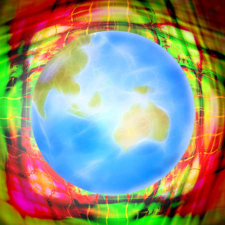 abstract scene with planet on backgroundの写真素材