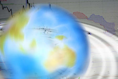 abstract scene with planet on background money signの写真素材