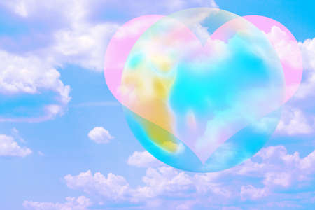 abstract scene heart and planetの写真素材