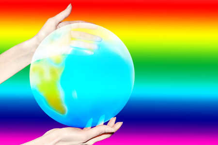 abstract scene of the planet in feminine hand