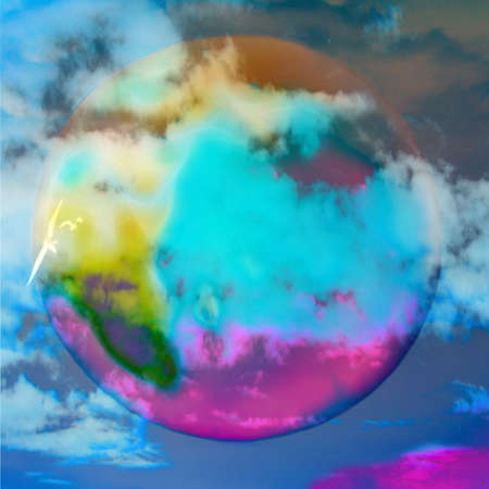 abstract year landscape with planet