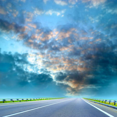 country car road on sundown of the year dayの写真素材