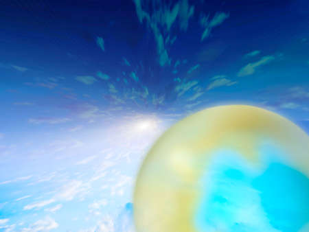 abstract planet and solar skyの写真素材