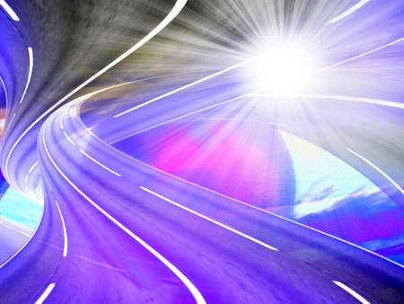 abstract scene with sun and routeの写真素材