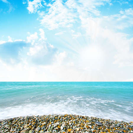 beautiful solar sky on sea beachの写真素材