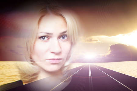 person of the beautiful young girl on light backgroundの写真素材