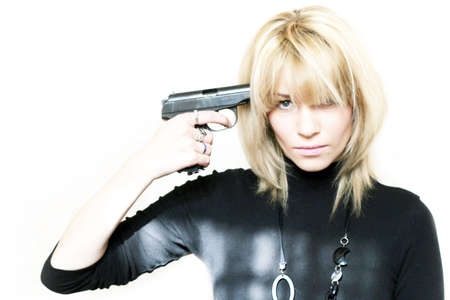 beautiful girl wants to kill itselfの写真素材