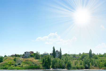 coast river on background skyの写真素材