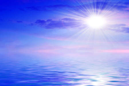 reflection solar sky in surfaces of waterの写真素材