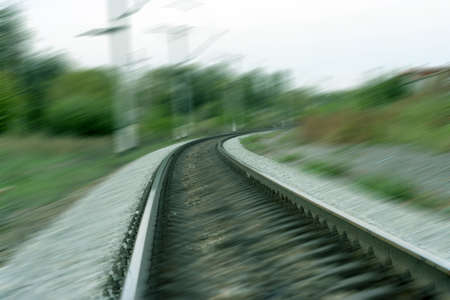 Railway tracks leading into the distanceの写真素材